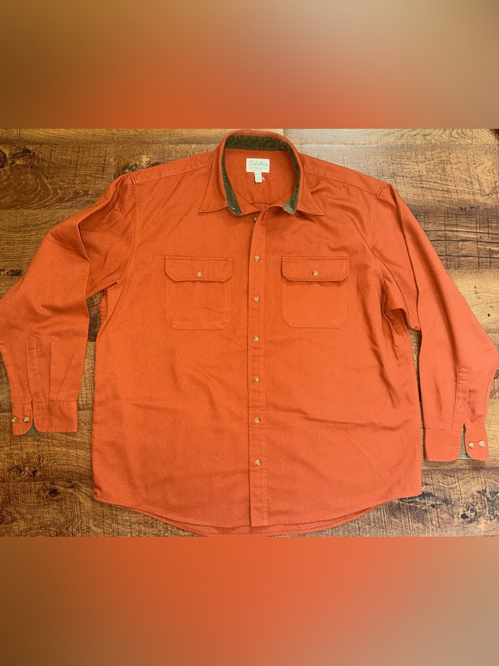 Cabela's Men's Rust Orange Long-Sleeve Button-Down Shirt